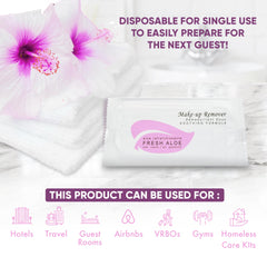 1-Shoppe All-in-Kit desmaquillante Aloe, toallitas para huéspedes Airbnb, conveniencia diaria.