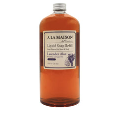 Jabón de manos A LA MAISON lavanda aloe, botella rellena, hidratación suave para manos sensibles.