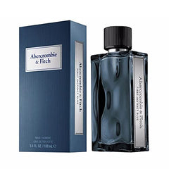 Abercrombie & Fitch First Instinct Blue, botella lateral, diseño atractivo para regalo.