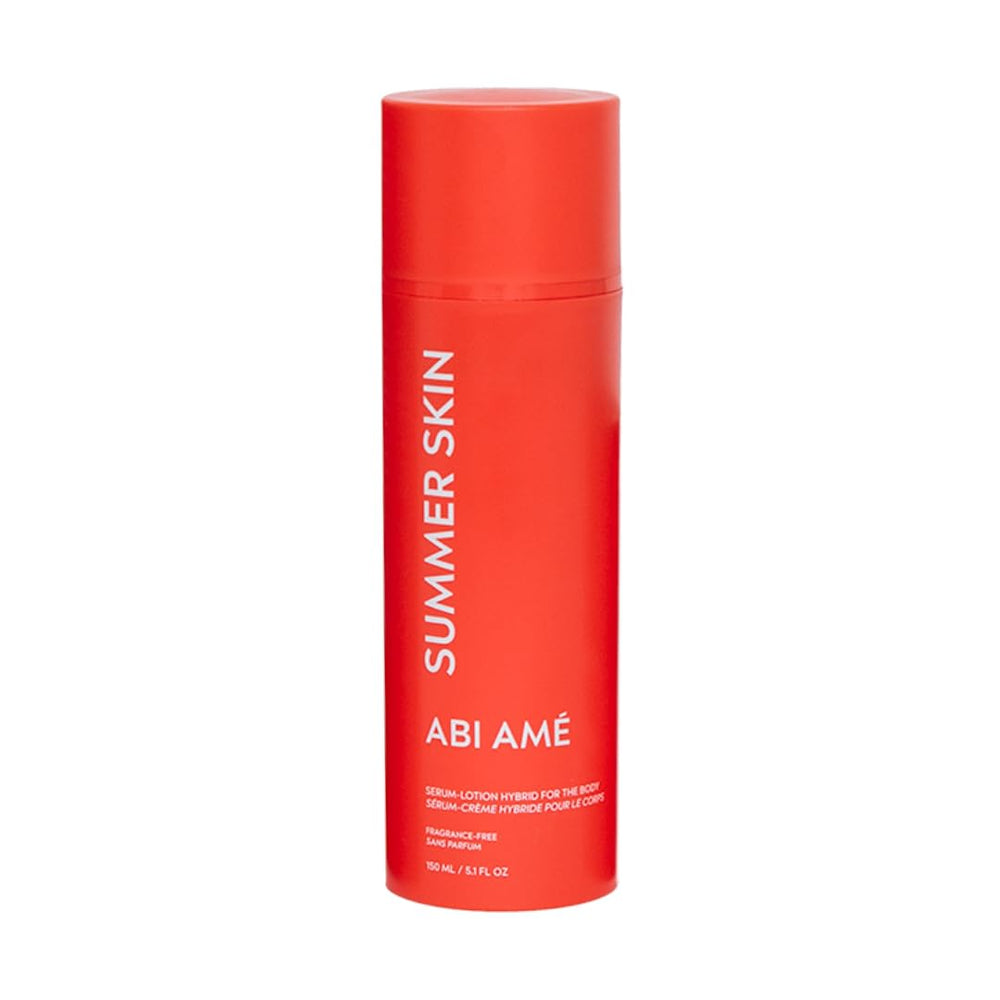 ABI AME Summer Skin bottle pour demonstrates quick, non-greasy hydration for dry skin.