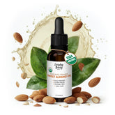 Aceite de Almendra Dulce Orgánico — botella ámbar con gotero para aplicación suave