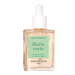 Manucurist aceite verde, aplicación en cutículas, hidrata la piel.
