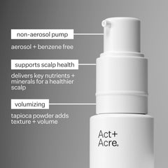 ACT+ ACRE Shampoing sec fulvique texture invisible après application.