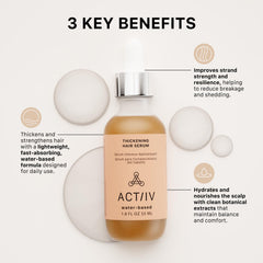 ACTIIV suero espesante para cabello, aplica gotas con aplicador cómodo.