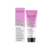 Crema de noche batida de Acure con textura ligera se aplica para una piel suave al despertar.