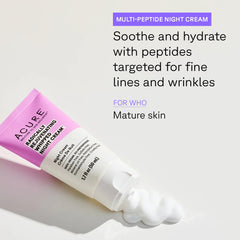 Frasco de Acure con péptidos anti-edad para suavizar visiblemente líneas finas.