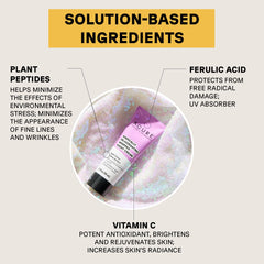 Fórmula de Acure con vitamina C y ácido ferúlico para tono uniforme y luminosidad.