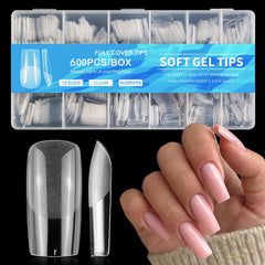 AddFavor uñas cuadradas transparentes con cobertura total para manicura rápida.