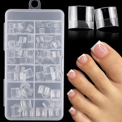 AddFavor tips uñas de los pies transparentes con media cobertura, acabado natural.