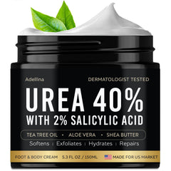 Adellina Urea Cream 40% bottle on a clean surface for foot care.