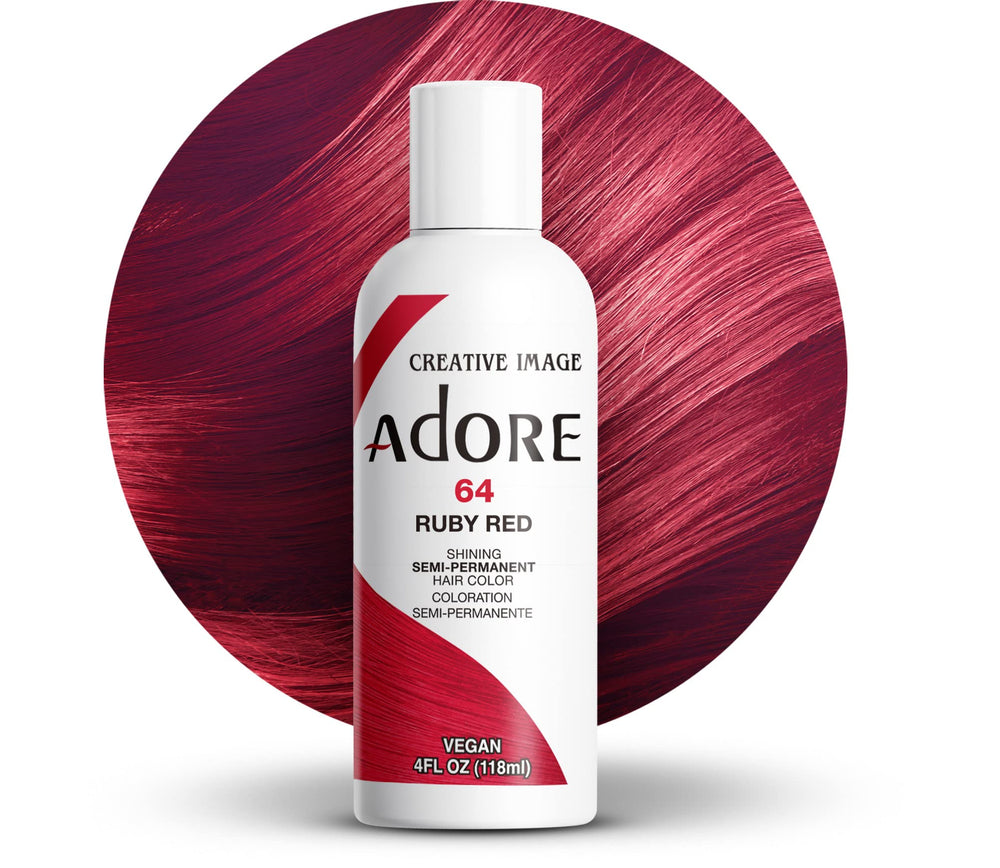 Adore 064 Rubí Rojo, color rubí en botella, cobertura vibrante para uso diario.