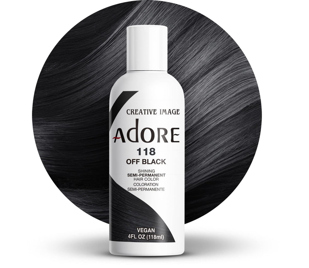 Adore Color Semipermanente Negro 118ml en envase listo para usar.