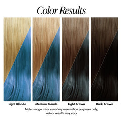 Adore tintura azul bebé, cabello liso con acabado brillante y uniforme.
