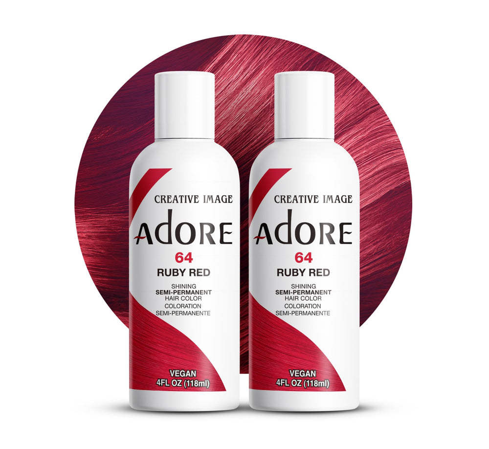 Adore 064 rubí rojo, botella de tinte semipermanente para coloración intensa.