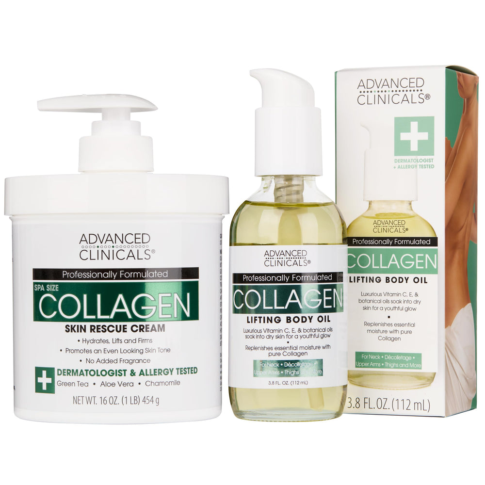 Aceite corporal de colágeno Advanced Clinicals, se desliza y hidrata en profundidad.