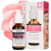 Advanced Clinicals aceite de rosa mosqueta en bote, hidratación suave para la piel.