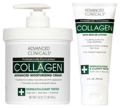 Advanced Clinicals Collagen Cream botella de cuerpo con hidratación para piel más firme.