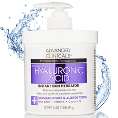 Advanced Clinicals crema corporal hidratante con ácido hialurónico para piel suave.