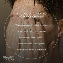 Advanced Clinicals Glycolic Face Wash gel texture delivering a cooling, refreshing cleanse.