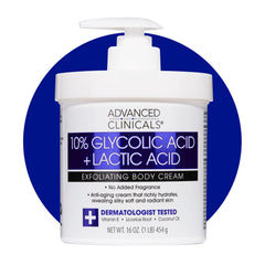 Advanced Clinicals lotion exfoliante acide glycolique 10% pour peau plus lisse et hydratée