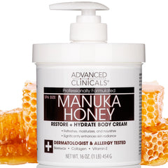 Advanced Clinicals Miel de Manuka crema corporal en botella para hidratación profunda