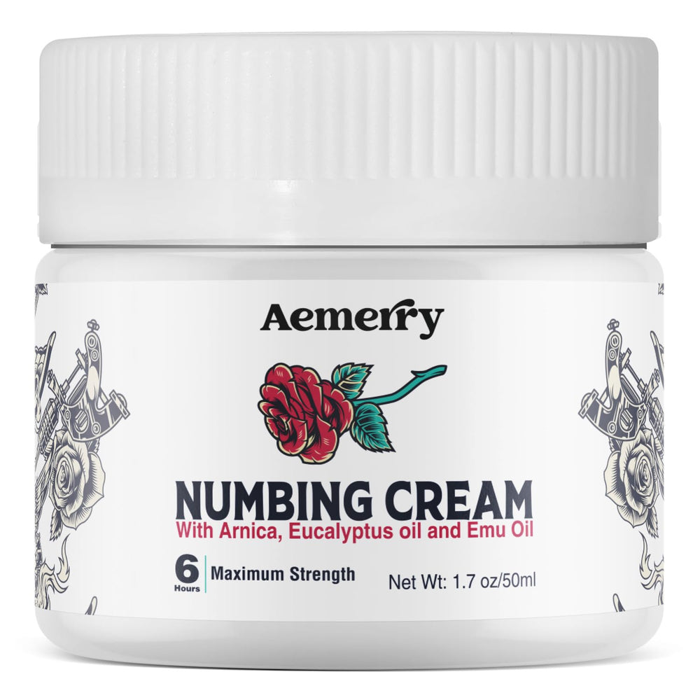 Aemerry crema anestésica para tatuajes, vertido de la botella, uso sencillo.