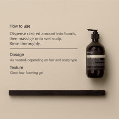 Champú Aesop, espuma abundante que deja el cabello suave y brillante.