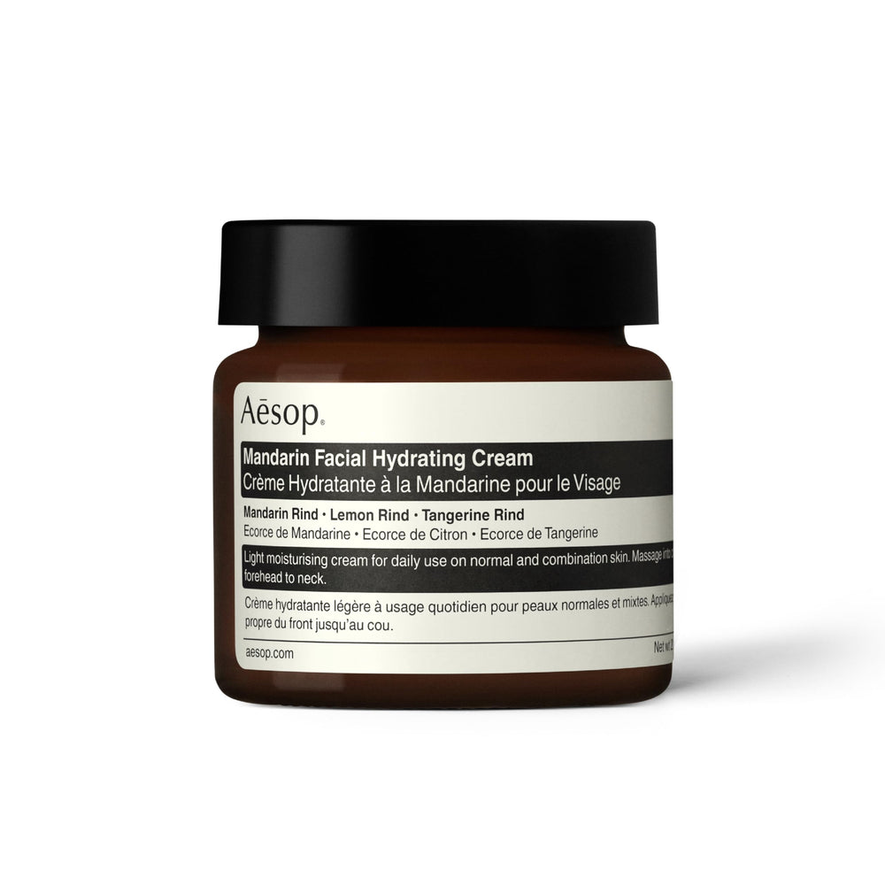 Aesop Mandarin hidratante para el rostro: bote elegante para uso diario.