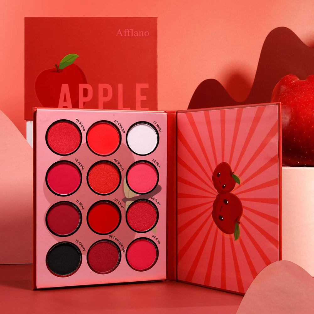 Afflano paleta de sombras rojas, tono intenso, ideal para look nocturno