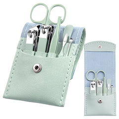 Conjunto Aflict de manicura 7 piezas en estuche verde para viaje