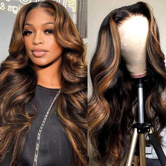 Afribye peluca frontal 13x6 con encaje muestra onda corporal natural para look suave