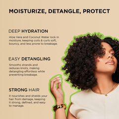 African Pride Moisture Miracle detangler application demonstrates slip for smooth combing