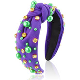 Diadema AHONEY Mardi Gras con joyas y perlas, ideal para looks festivos.