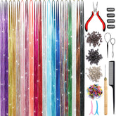 AIAIZHQH Kit de Mechas Brillantes: mechas brillantes en 20 colores para estilo versátil