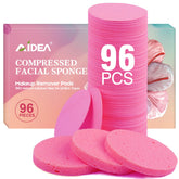 Éponge faciale compressée AIDEA rose pour nettoyage en douceur.