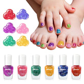 Esmalte infantil Aieenjor con arcoiris de seis colores para uñas divertidas.