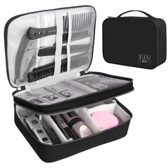 AIHOPESTO Barber Case exterior negro resistente, ideal para transporte seguro de herramientas.