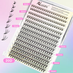 AILAISHI clústeres de pestañas: curva D 30D-40D para volumen suave