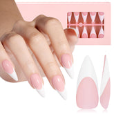 AILLSA puntas francesas largas en rosa almendra para un look elegante y duradero.