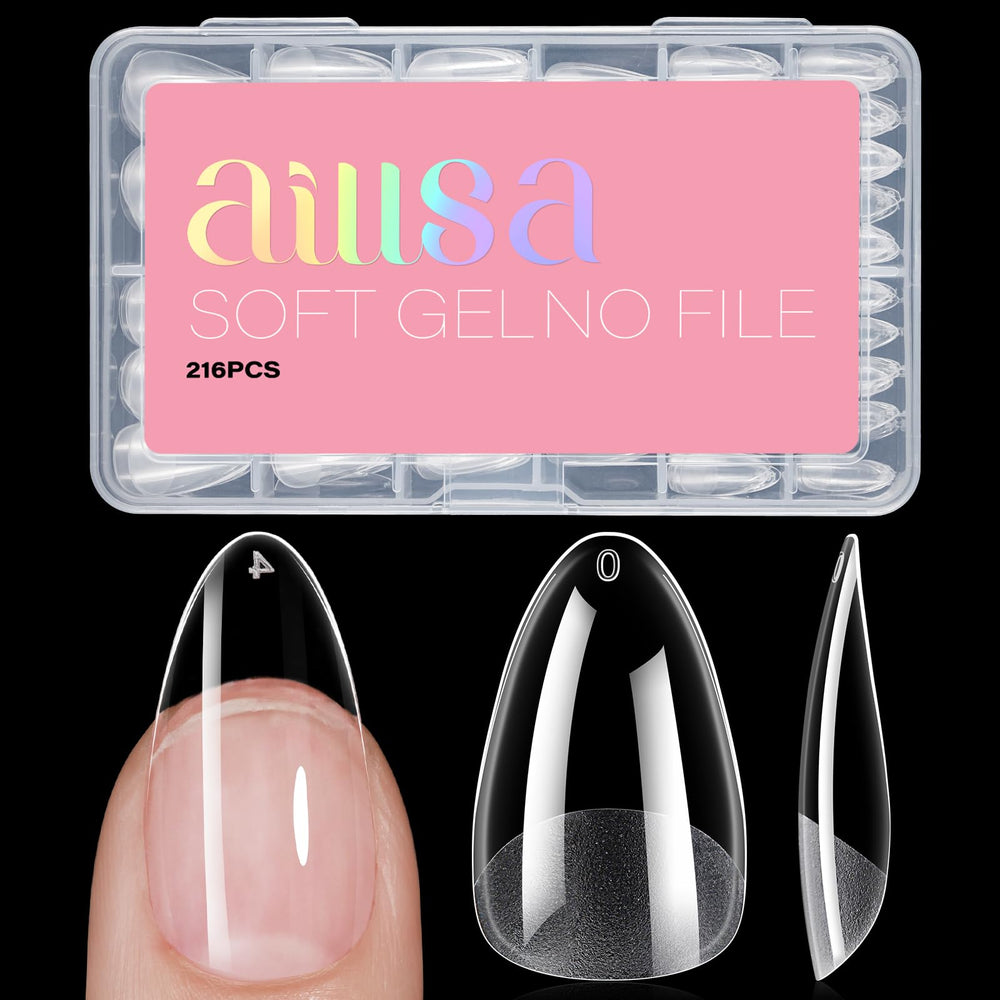 AILLSA uñas en forma de almendra tamaño medio para extensión natural y duradera.