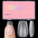 AILLSA tips uñas coffin mate completo, adherencia fuerte para uñas naturales