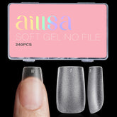 Tips AILLSA de uñas cortas cuadradas, 240 piezas, ajuste cómodo para uñas naturales.