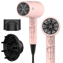 Aina secador de pelo con difusor en rosa intenso para un acabado suave.