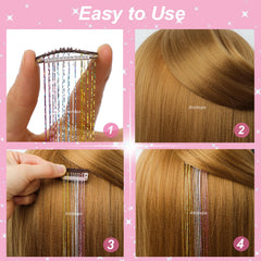 Ainitops mechones purpurina morados con clip, estilo elegante para salir.