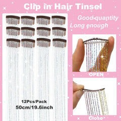 Ainitops mechones purpurina rosa con clip, acento luminoso para eventos.