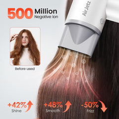 AirJetz secador con ion negativo reduce frizz y añade brillo.