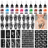 AirNOGO kit de tatuajes temporales con 10 botes para arte corporal.
