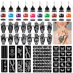 AirNOGO kit de tatuajes temporales con 10 botes para arte corporal.