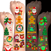 Tatuajes AIRNOGO navidenos con Santa Claus, ideal para diversión duradera en fiestas.