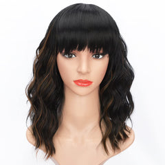 AISI HAIR peluca ondulada bob color marrón negro, estilo versátil para cualquier ocasión